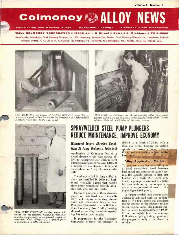 Colmonoy Alloy News - First Issue - 1956